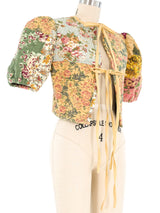 Quilted Floral Crop Top Top arcadeshops.com