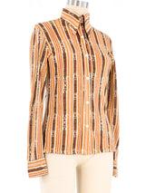 1970s Belt Print Blouse Top arcadeshops.com