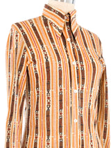 1970s Belt Print Blouse Top arcadeshops.com