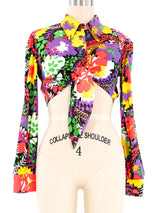1970s Cropped Floral Disco Blouse Top arcadeshops.com