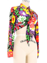 1970s Cropped Floral Disco Blouse Top arcadeshops.com
