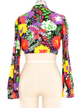 1970s Cropped Floral Disco Blouse Top arcadeshops.com