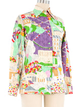 Lanvin Novelty Printed Button Down Shirt Top arcadeshops.com