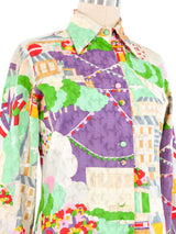 Lanvin Novelty Printed Button Down Shirt Top arcadeshops.com