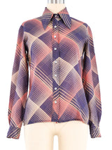 Cacharel Pastel Abstract Grid Shirt Top arcadeshops.com