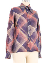 Cacharel Pastel Abstract Grid Shirt Top arcadeshops.com