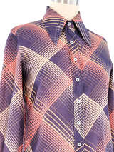 Cacharel Pastel Abstract Grid Shirt Top arcadeshops.com