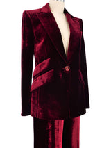Emilio Pucci Burgundy Velvet Pantsuit Suit arcadeshops.com