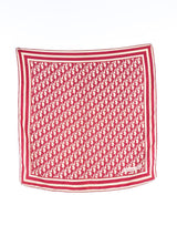 Christian Dior Red Oblique Printed Silk Scarf Accessory arcadeshops.com