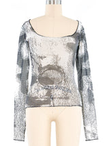 Jean Colonna Printed Net Mesh Top Top arcadeshops.com