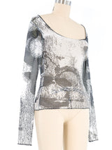 Jean Colonna Printed Net Mesh Top Top arcadeshops.com