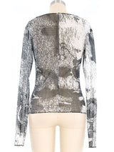 Jean Colonna Printed Net Mesh Top Top arcadeshops.com