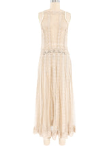 Beige Lace Crochet Tank Dress Dress arcadeshops.com