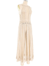 Beige Lace Crochet Tank Dress Dress arcadeshops.com