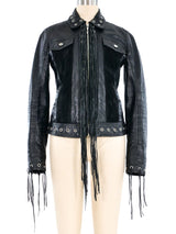 Roberto Cavalli Fringed Leather Jacket Jacket arcadeshops.com
