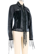 Roberto Cavalli Fringed Leather Jacket Jacket arcadeshops.com