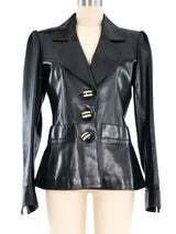 Yves Saint Laurent Leather Blazer Jacket arcadeshops.com