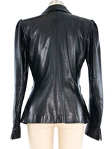 Yves Saint Laurent Leather Blazer Jacket arcadeshops.com