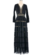 Black Mexican Pintuck Cotton Maxi Dress Dress arcadeshops.com