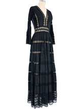 Black Mexican Pintuck Cotton Maxi Dress Dress arcadeshops.com