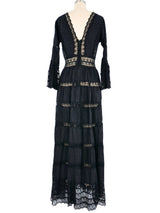 Black Mexican Pintuck Cotton Maxi Dress Dress arcadeshops.com