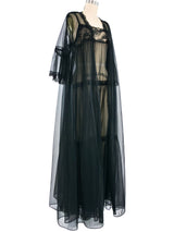 Black Nylon Lace Trimmed Peignoir Set Dress arcadeshops.com