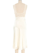 Lace Trimmed Ivory Slip Dress Dress arcadeshops.com