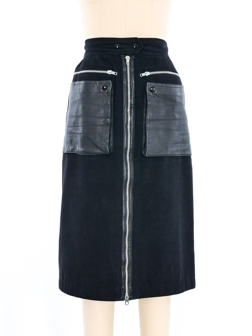 Jean-Charles De Castelbajac Leather Pocket Zipper Skirt