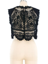 Black Embroidered Crochet Tank Top arcadeshops.com