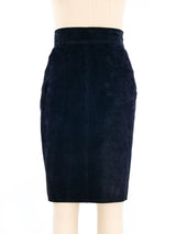 Alaia Navy Suede Skirt Bottom arcadeshops.com