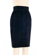 Alaia Navy Suede Skirt Bottom arcadeshops.com