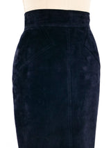 Alaia Navy Suede Skirt Bottom arcadeshops.com