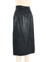 1980s Embossed Leather Midi Skirt Bottom arcadeshops.com