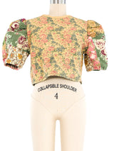 Quilted Floral Crop Top Top arcadeshops.com