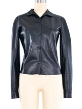 Jil Sander Black Leather Shirt Top arcadeshops.com