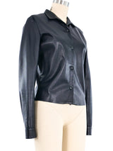 Jil Sander Black Leather Shirt Top arcadeshops.com