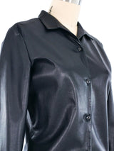 Jil Sander Black Leather Shirt Top arcadeshops.com