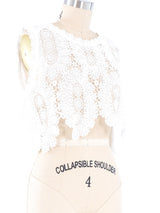 White Crochet Cropped Tank Top Top arcadeshops.com