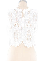White Crochet Cropped Tank Top Top arcadeshops.com