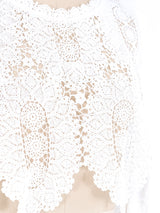 White Crochet Cropped Tank Top Top arcadeshops.com