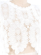 White Crochet Cropped Tank Top Top arcadeshops.com