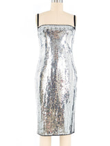 Dolce and Gabbana Silver Sequin Dress Dress arcadeshops.com