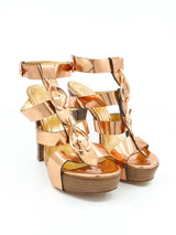 Alexander McQueen Rose Gold Caged Heels, 37 Accessory arcadeshops.com
