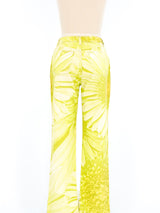 Roberto Cavalli Chartreuse Daisy Printed Jeans Bottom arcadeshops.com