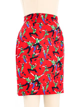 Yves Saint Laurent Sailor Printed Silk Skirt Bottom arcadeshops.com