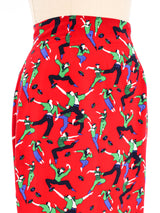 Yves Saint Laurent Sailor Printed Silk Skirt Bottom arcadeshops.com