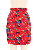 Yves Saint Laurent Sailor Printed Silk Skirt Bottom arcadeshops.com