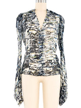 Balenciaga Burnout Velvet Silk Blouse Top arcadeshops.com