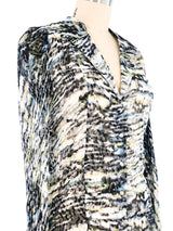 Balenciaga Burnout Velvet Silk Blouse Top arcadeshops.com