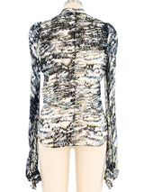 Balenciaga Burnout Velvet Silk Blouse Top arcadeshops.com